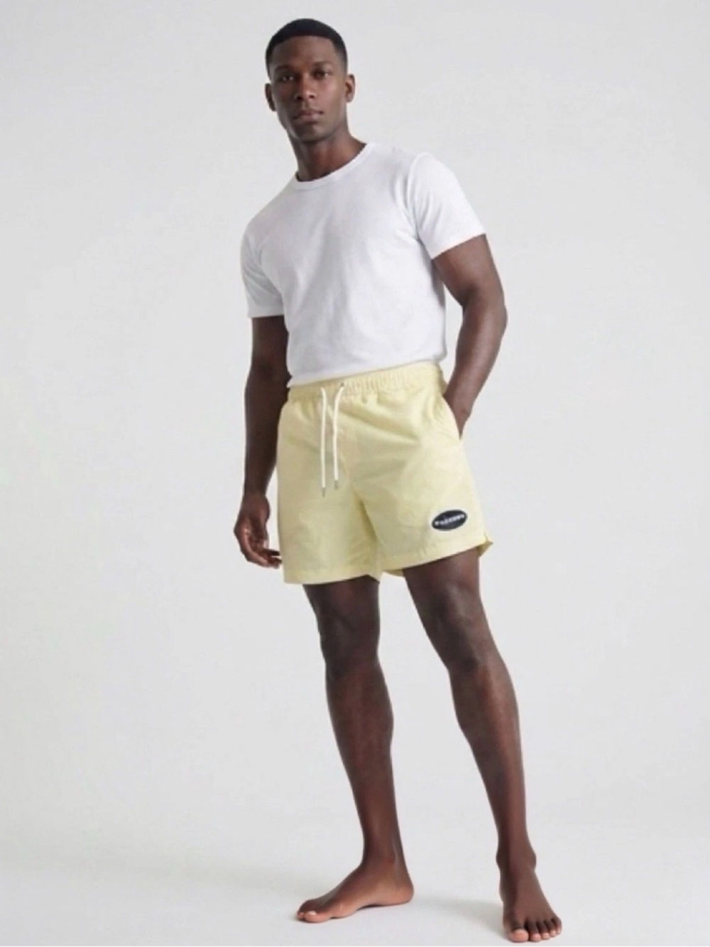 PacSun Playboy Light Yellow Mesh-Lined Swim Shorts